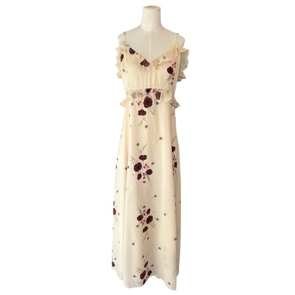 JOIE NWT Joie Cassiel Floral 100% Silk Ruffle Maxi Dress in Size 10 - Picture 3 of 12